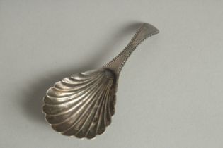 A GEORGE III SHELL CADDY SPOON, Circa. 1780. Maker: W.B.