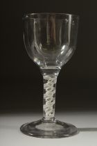A LARGE GEORGIAN RUMMER GLASS with plain bowl. 3cms diameter and white twist stem 6.5ins high.
