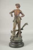 AFTER AUG MOREAU. A SPELTER FIGURE DEPICTING HARVEST, on a circular base. 18ins high.