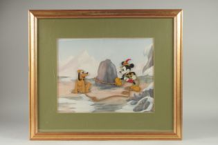A WALT DISNEY COMPANY CELL, MICKEY MOUSE 60TH ANNIVERSARY. The Alpine Christmas, 1936, Diney 246/