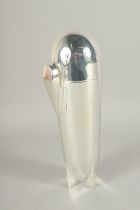 A SILVER PLATED ZEPPELIN SHAPE COCKTAIL SHAKER. 9.5ins high.