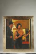 MANNER OF JACK VETRIANNO. YOUNG LADY SHOWING HER BREAST. Signed, oil on canvas. 24ins x 20ins.