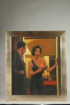 MANNER OF JACK VETRIANNO. YOUNG LADY SHOWING HER BREAST. Signed, oil on canvas. 24ins x 20ins.