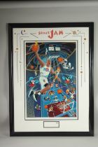 SPACE JAM. LITHOGRAPH. Artist's proof, 29/100, "SPACE JAM" 1996. Signed, MICHAEL JORDAN. Framed