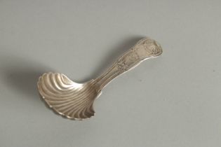 A GEORGE III SILVER SHELL BOWL CADDY SPOON London 1816.