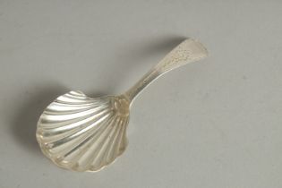 A GEORGE III SILVER SHELL CADDY SPOON. London 1787, maker:T. W.