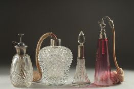 FOUR VARIOUS EDWARDIAN GLASS SCENT BOTTLES(4).