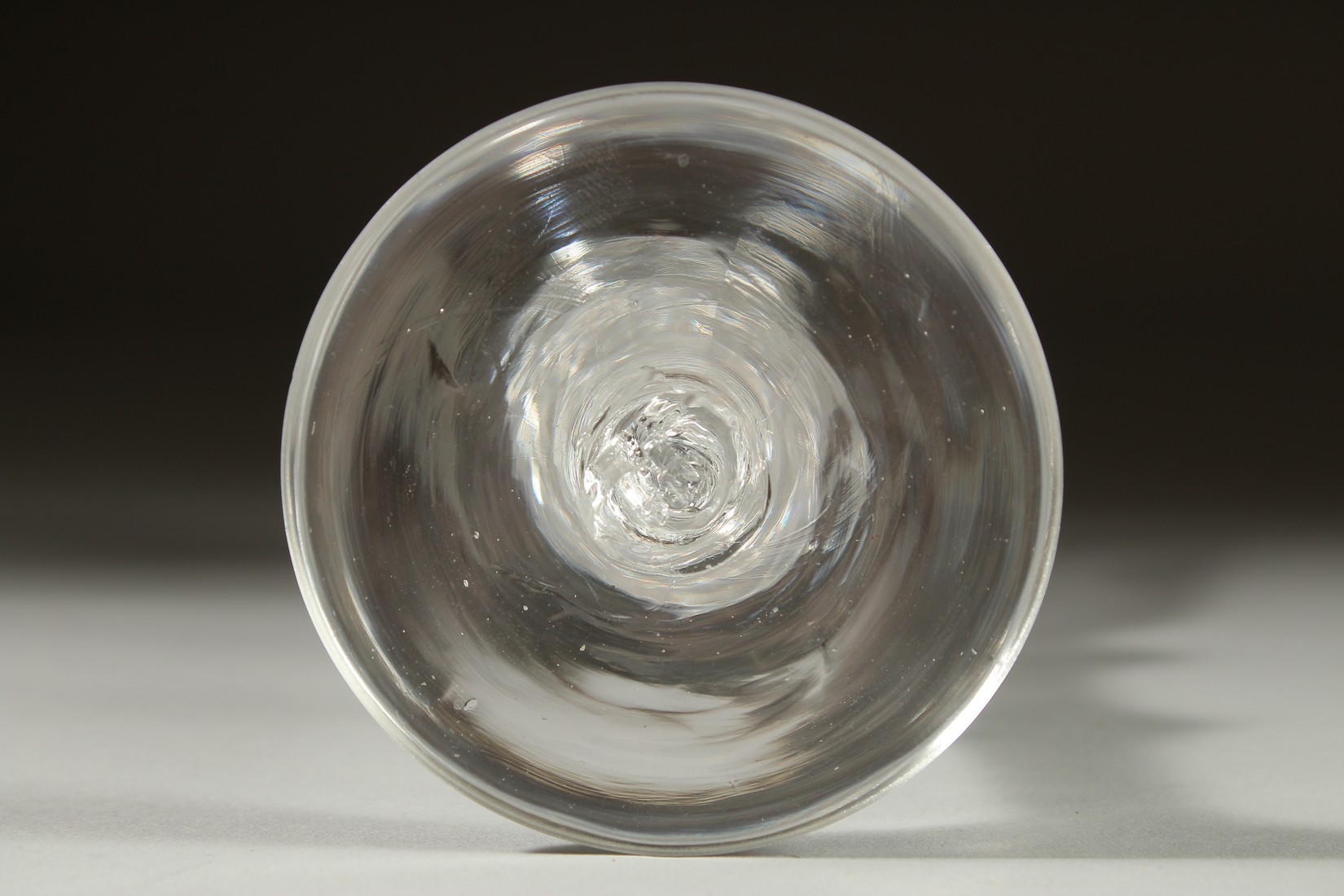 A SUPERB JACOBITE WINE GLASS the bowl engraved with roses, wtih air twist and knop stem. 6.5ins - Image 4 of 4