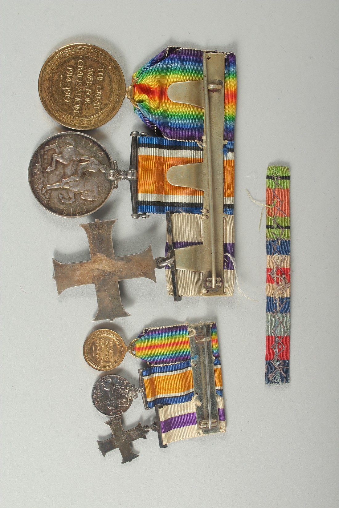 CAPTAIN J. SCOTT. MILITARY CROSS. 1914 - 1918 WAR MEDAL AND VICTORIA MEDAL, plus a set of three - Image 5 of 8