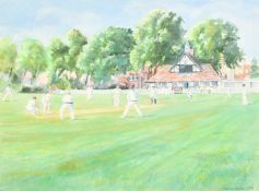 Marilyn Ewens, a village cricket match, watercolour, signed and dated 2003, 15.5" x 21" (39.5 x