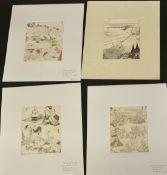 Hiroshige, Hokusai and Yoshiiku, a collection of nine 18th Century Japanese woodblock prints, from