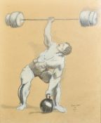 Shaf, Circa 1895, a portrait of Arthur Saxon, The Iron-Master, German strong man and circus