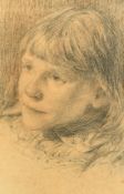 Early 20th Century, a head study of a girl, pencil and charcoal, possibly German School, 8.5" x 5.5"