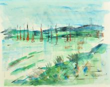 Alfred Birdsey (1912-1996), yachts in a bay, probably Bermuda, watercolour, signed, 16" x 20" (40