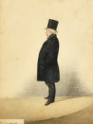 Richard Dighton (1795-1880), 'Lord Ormathwaite' watercolour, with inscription on lozenge recto and