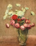 Katherine Turner (1863-1951), a still life of roses of differing colours, watercolour, inscription