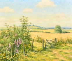 Mervyn Goode (20/21st Century), 'Midsummer Wildflowers and Old Gate', oil on canvas, signed, 12" x