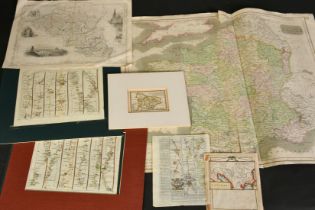 A large assortment of antique maps, unframed, (q).