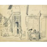 Adrian Maurice Daintrey (1902-1988), 'Cairo', figures by a street vendor, ink and wash, signed and