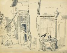 Adrian Maurice Daintrey (1902-1988), 'Cairo', figures by a street vendor, ink and wash, signed and