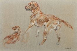 Mabel Gear (1898-1987), a pastel study of two dogs, signed, 12.5" x 19" (32 x 48cm).