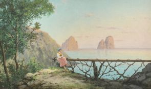 Late 19th Century Italian School, a pair of Gouache coastal scenes, Capri and Sorrento, one