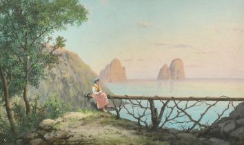 Late 19th Century Italian School, a pair of Gouache coastal scenes, Capri and Sorrento, one