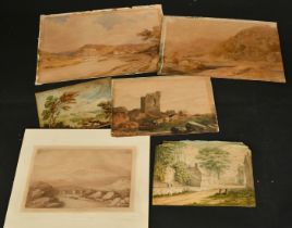 A collection of eleven early 19th Century, watercolours, from 5" x 8" (13 x 20cm) to 13.5" x 19.
