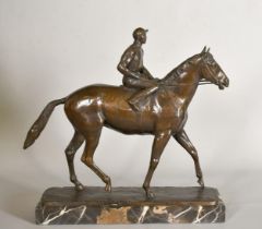 John Skeaping (1901-1980) 'Trophy York', a patinated bronze of a horse and jockey, signed John