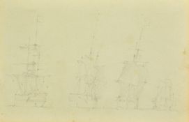 Manner of Van de Velde, a pencil sketch of shipping, 7" x 10" (18 x 25.5cm), unframed.