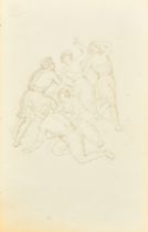 Circle of John Flaxman, two groups of figures in classical dress, pen and ink, each 7" x 4.25" (17 x