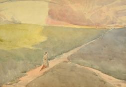 Reginald Percy Gossop (1876-1951), 'The Road Across the Common', watercolour, signed on the mount,