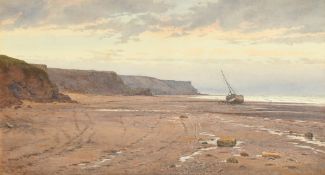 John McDougal (19th/20th Century), figures around a beached boat in a cove, watercolour, signed