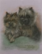 Marjorie Cox (1915-2003), a portrait of two dogs, 'Rossarden Balbue and Rossarden Singular', pastel,