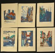 Joy Godfrey (b. 1937), a collection of six unframed screenprints of views of York, each signed