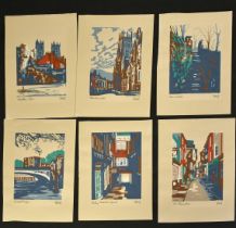 Joy Godfrey (b. 1937), a collection of six unframed screenprints of views of York, each signed