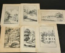 Edward Burrow, late 19th Century, a collection of eight pencil signed etchings of Eton College, 8" x