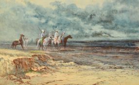P. F. Feller, Circa 1900, North African figures on horseback surveying a distant horizon,