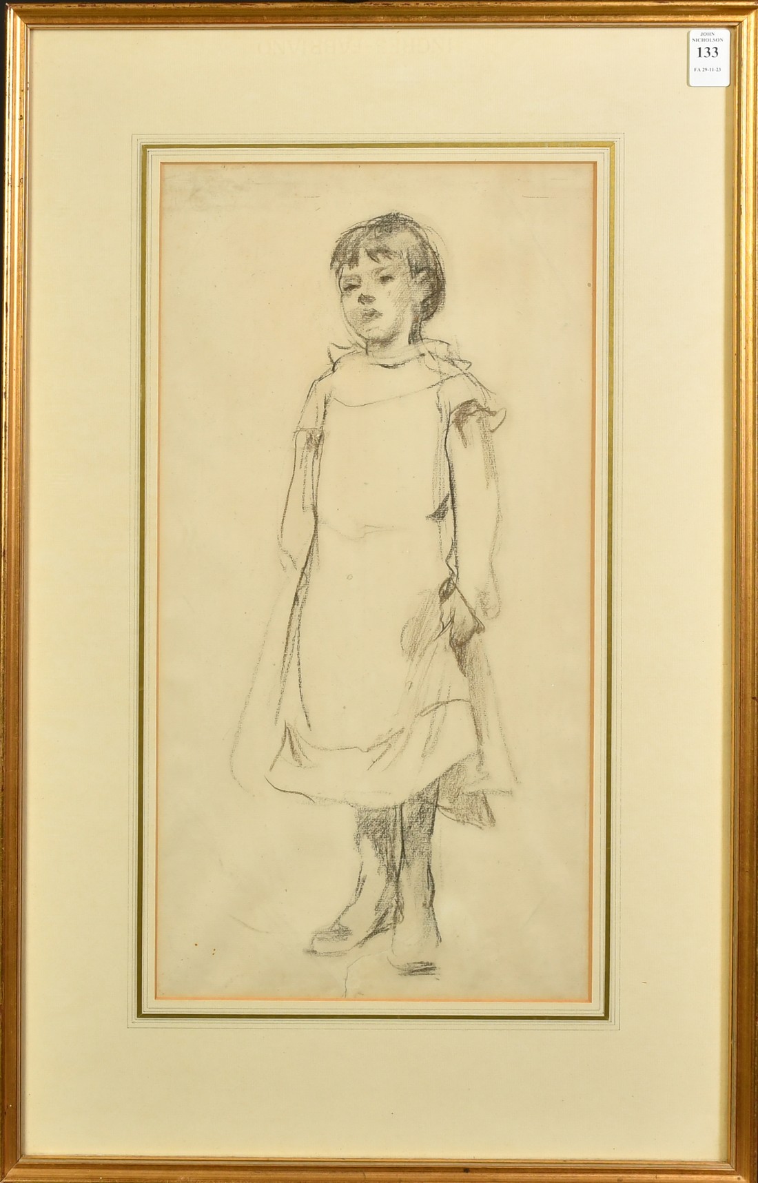 Dora Meeson (1869-1955) Australian, 'Pencil Drawing of a Chelsea Girl', Circa 1920, label verso, 18" - Image 2 of 4