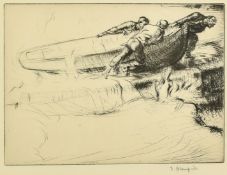 Edmund Blampied (1886-1966), 'Fisherman's Return', etching, signed in pencil, plate size 6.75" x
