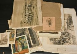 A large quantity of unframed prints, various subjects, (q).