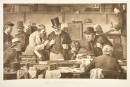 After Edward Armitage (1817-1896), a group of four prints including 'After an Entomological Sale'
