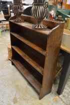 An oak bookshelf.