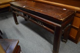 A Chinese stained elm bench seat or low table.