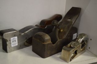 A Norris rosewood and steel wood working plane and two other planes.