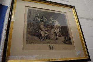 After Meissonier, The Dice Players, engraving together with four similar engravings/prints.