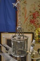 A good small chrome circular hall lantern.