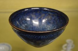 A small Chinese blue speckle glazed bowl.