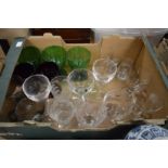 A collection of glass rummers and other items.