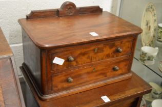 Victorian mahogany two drawer table top chest.